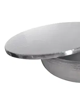Estila Designová orientální mísa Hammerblow s víkem z kovu s vybíjeným zdobením ve stříbrné barvě 38 cm