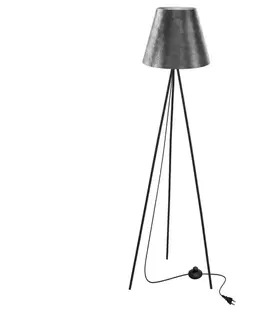 Stojací lampa PLATINO černá 1x40W E27 stříbrné stínidlo