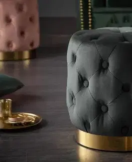 Estila Chesterfield stylová kruhová taburetka Modern Barock černé barvě 37cm