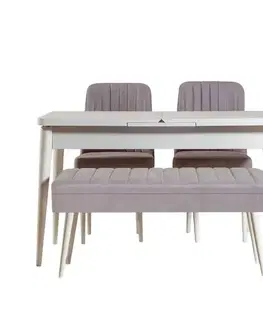 Jídelní set s rozkládacím stolem a židlemi (4 kusy) Vina 0701 - 3 - White, Grey