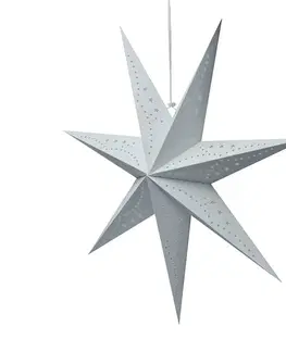 Solight LED stříbrná vánoční hvězda, závěsná, 60cm, 20x LED, 2x AA, stříbrná barva, 1v294