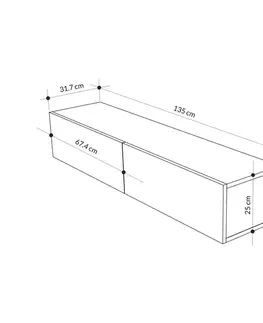 TV stolek Francy 135 - Sapphire Oak, White
