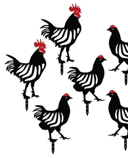 Sada dekorativních kovových doplňků na zahradu Chicken Family 6