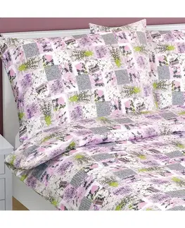 Bellatex Bavlněné povlečení Patchwork lila, 140 x 220 cm, 70 x 90 cm