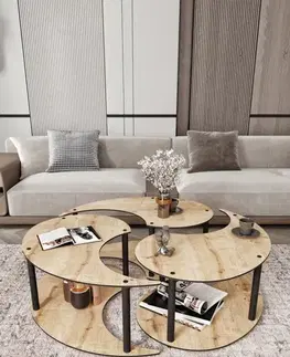 Sada konferenčních stolků Yin Yang 3 70 - Oak