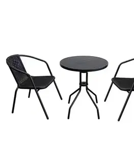 Set zahradního nábytku stůl + 2 židle, černá
