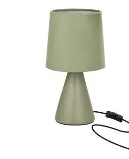 Stolní lampa SATTI šedozelená keramická se stínidlem E14 1x40W elegantní dekorativní do obývacího pokoje, ložnice, pracovny, klasický styl