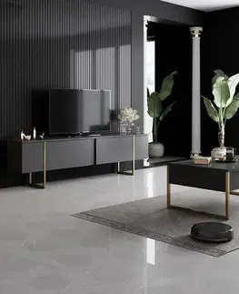 TV stolek Luxe - Anthracite, Gold