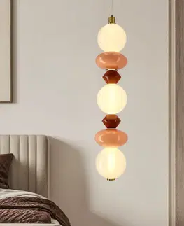 FLORES lampa wisząca mosiężny+brązowy+pomarańczowy 20W LED 3000K klosz biały