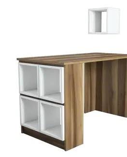 Psací stůl Box - Walnut, White