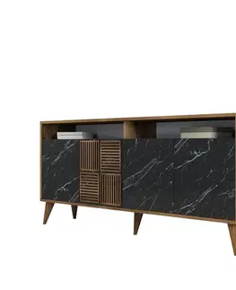 Konzolový stolek Milan 160 - Walnut, Black Marble