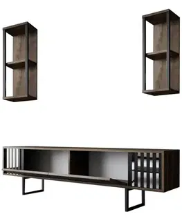 TV stěna / Sestava pod TV Chrome Line - Walnut, Black