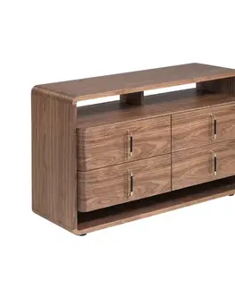 Estila Luxusní moderní komoda Vita Naturale se čtyřmi šuplíky a policí v ořechovém hnědém provedení se zaoblenými rohy 120 cm