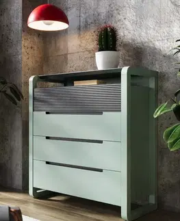 Estila Luxusní moderní obdélníková art deco komoda Berna se čtyřmi zásuvkami a policí 102 cm