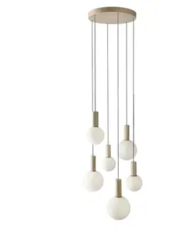 Lampa wisząca Testa beżowa białe klosze kule 6x10W G9 regulowana