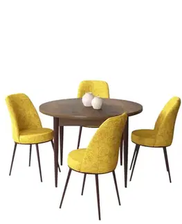 Dining Table & Chairs Set (5 Pieces) Tor - Baroque, Mustard
