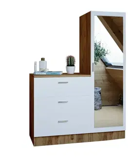 Komoda se zrcadlem Coco White and Atlantic Pine