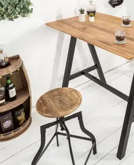 Estila Industriální masivní barový stůl Steele Craft s černými kovovými nohami 120cm