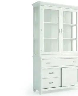 Estila Luxusní masivní vitrína Cerdena se zásuvkami a skleněnými dvířky 211cm