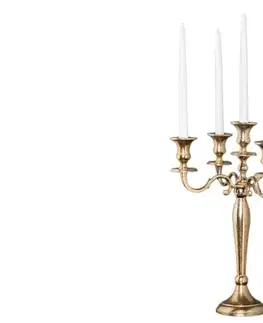 Estila Zámecký kovový zlatý svícen Gold Barock s pěti držáky na svíčky 40 cm