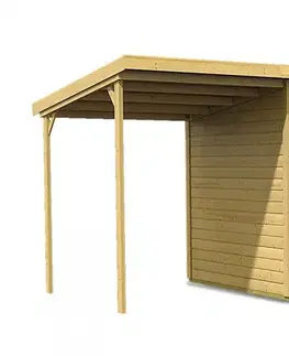 Dřevěný zahradní domek s přístavkem 415 x 214 cm Dekorhome