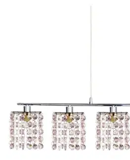 Závěsná lampa chrom/fialové krystaly 5x40W G9 Classic