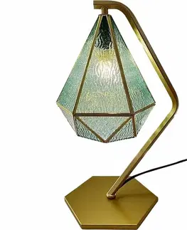 Rabalux 74200 vintage stolní lampa Norah, zlato/modrá