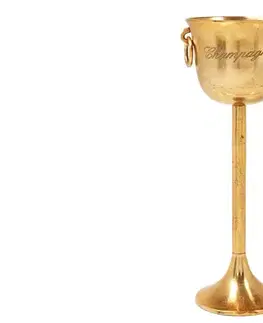 Estila Stylová nádoba na chlazení šampaňského Perlea v antickém zlatém odstínu s dekorativním nápisem 80cm