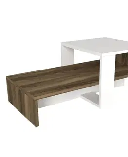 Konferenční stolek Chain White and Walnut