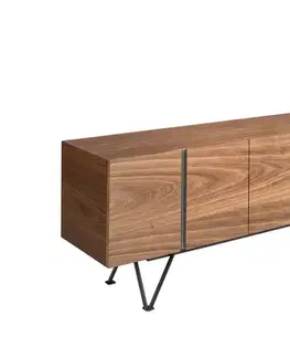 Estila Luxusní moderní TV stolek Forma Moderna z hnědého ořechového dřeva se čtyřmi dvířky a dvěma šuplíky 180 cm