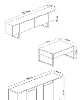 Living Room Furniture Set Luxe - Walnut, Black
