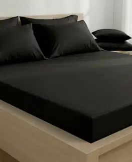Kvalitex Saténové prostěradlo s gumou černá, 80 x 200 cm