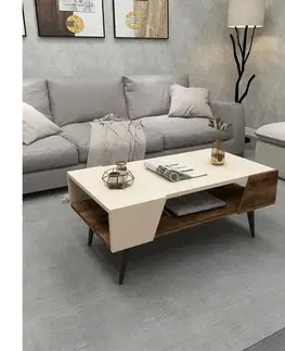 Konferenční stolek Aren Beige and Light Walnut