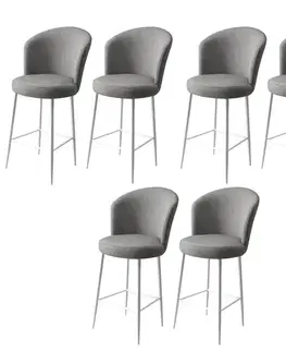 Bar Stool Set (6 Pieces) Fora - Grey, White