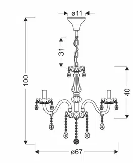 Závěsná lampa Cristallo chrom 8x40W E14 transparentní