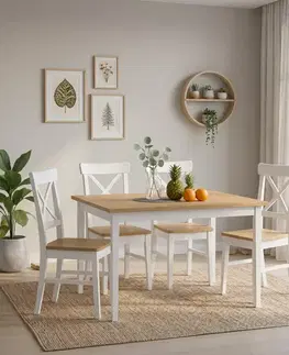 Jídelní set 4x židle + stůl Kampali, bílá