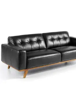 Estila Luxusní moderní trojsedačka Vita Naturale černá z pravé kůže 227cm