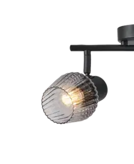 MITURA lampa sufitowa czarny 2x40W E27 klosz dymiony