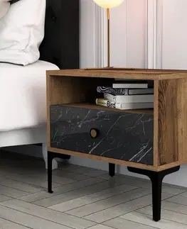 Noční stolek Lizbon 534 - Walnut, Black