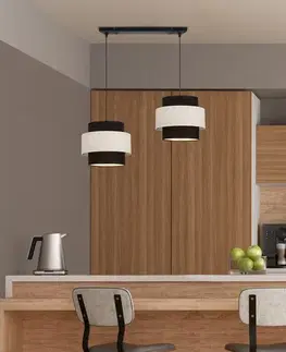 Závěsná lampa Benta černá, 2x40W, stínidlo E27, černá+krémová