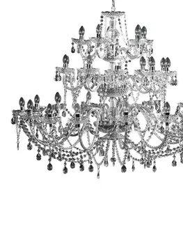 Estila Luxusní zámecký kulatý závěsný lustr Karat s třiceti rameny a průhlednými křišťály 120 cm