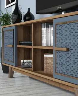 TV stěna / Sestava pod TV Ayla - Walnut, Blue