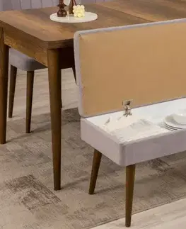 Set s rozkládacím stolem, židlemi a konzolou (6 kusů) Vina Bench 04 0701 - Walnut, Grey