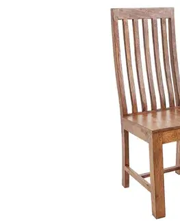 Estila Designová masivní jídelní židle Makassar z hnědého sheeshamového dřeva s vertikální výplní opěrky 100 cm