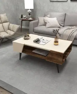 Konferenční stolek Aren - Beige, Light Walnut