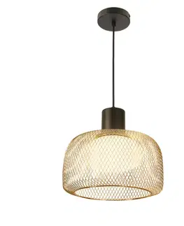 Lampa wisząca Sopra 32 czarno złota z kloszem drucianym nad stół