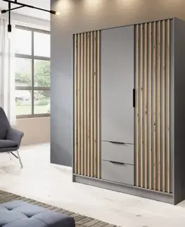 ArtPS Šatní skříň KELLY 3D bez zrcadla | šedá