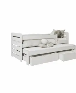 ArtBed Dětská postel TOMÁŠ II s přistýlkou ​​a úložným prostorem | 80 x 180 cm Barva: Bílá