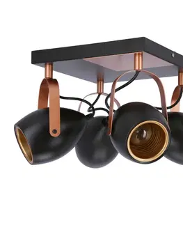 Černo-měděná nastavitelná stropní lampa E14 4x40W Anica