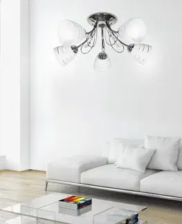 Chromová stropní lampa s krystaly 5x40W Simpli